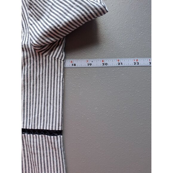 Gap Womens Peasant Top XS Blue Striped Embroidered 3/4 Bell Sleeves Boho - Picture 6 of 7